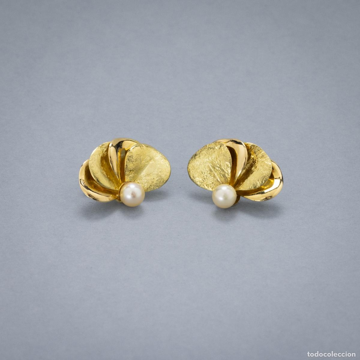 Joyeria: PAR DE PENDIENTES EN ORO DE 19.2K Y PERLAS - Foto 1