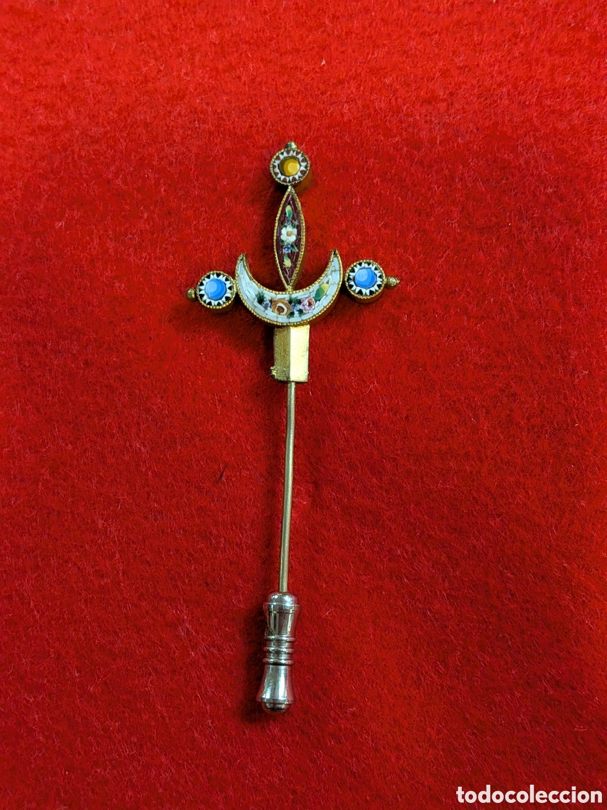 Joyeria: alfiler antiguo, con incrustaciones en micromosaico. REF-2937 - Foto 1
