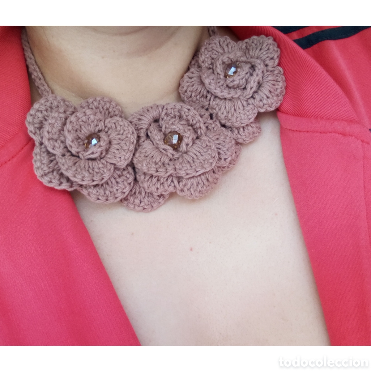 Joyeria: Collar crochet tono caf&eacute; claro - Foto 3