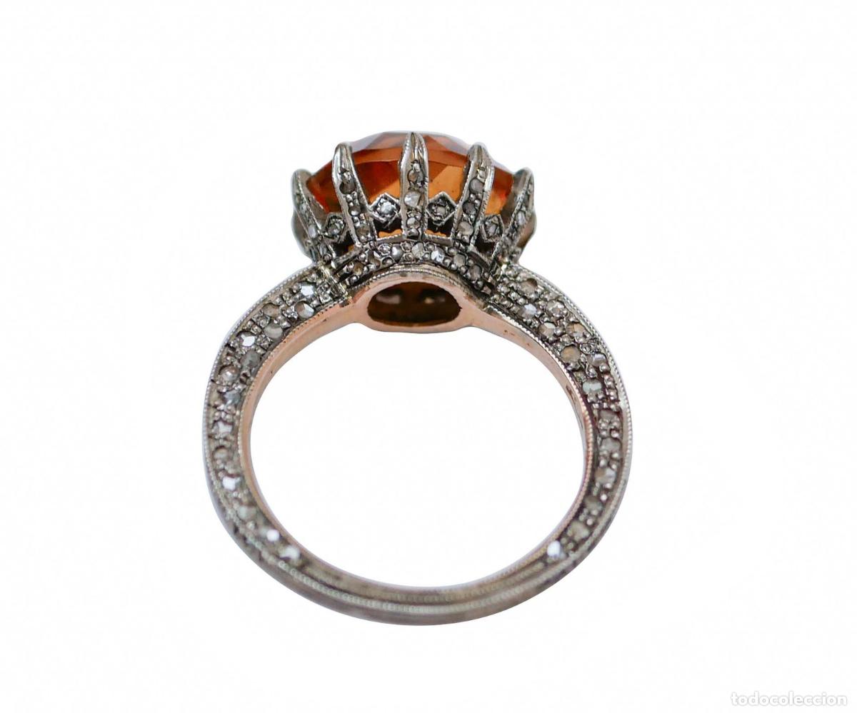 Joyeria: Anillo de topacio, diamantes, oro rosa y plata - Foto 4