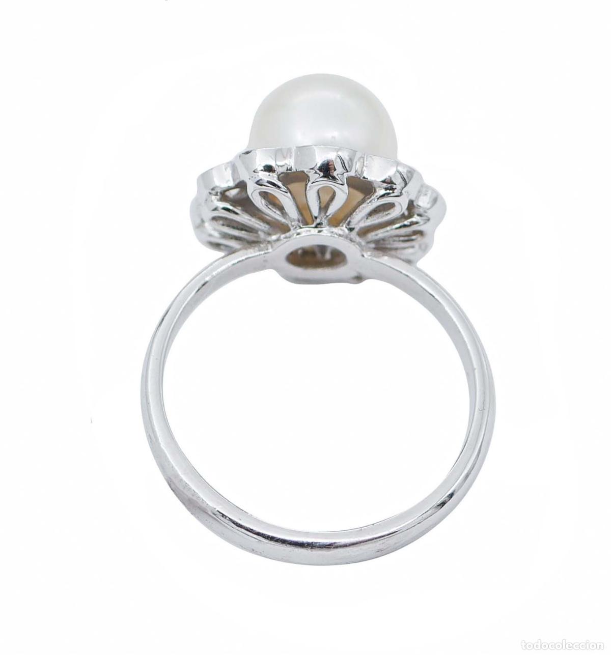 Joyeria: Anillo de oro blanco con perla y diamantes - Foto 5