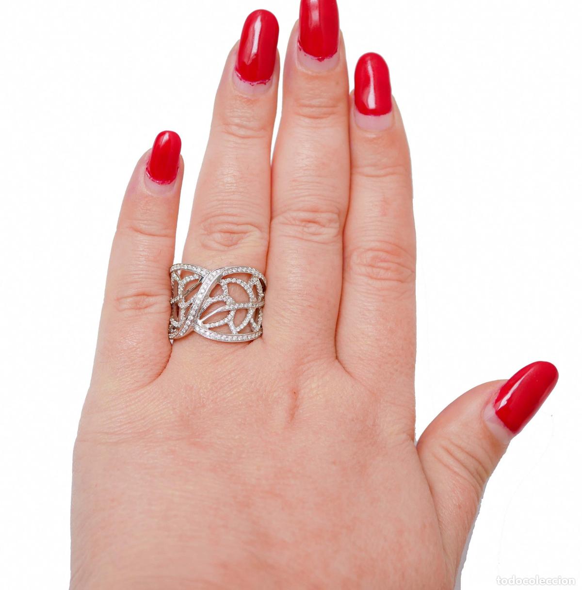 Joyeria: Anillo de oro blanco de 18 quilates con diamantes - Foto 5