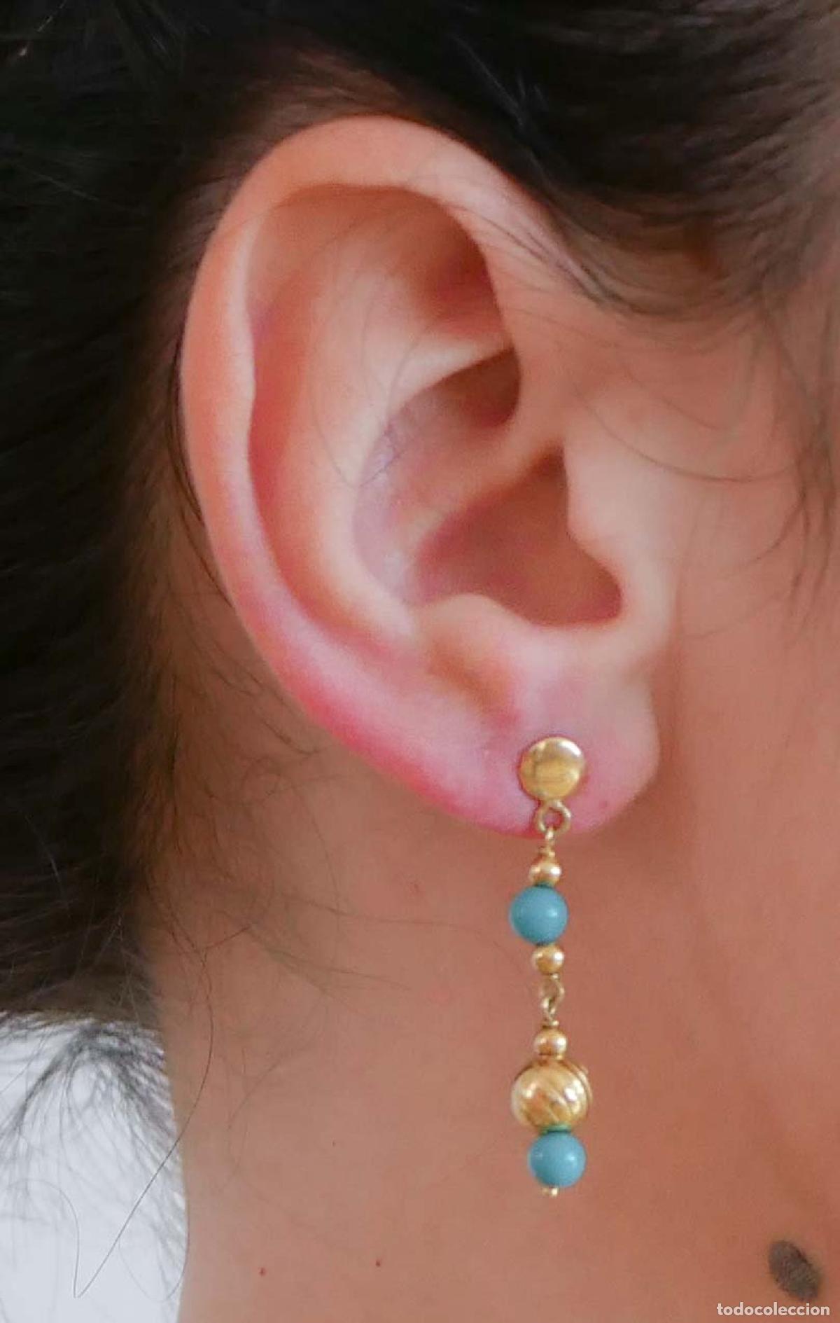 Joyeria: Pendientes de oro amarillo de 18 quilates con piedras - Foto 2