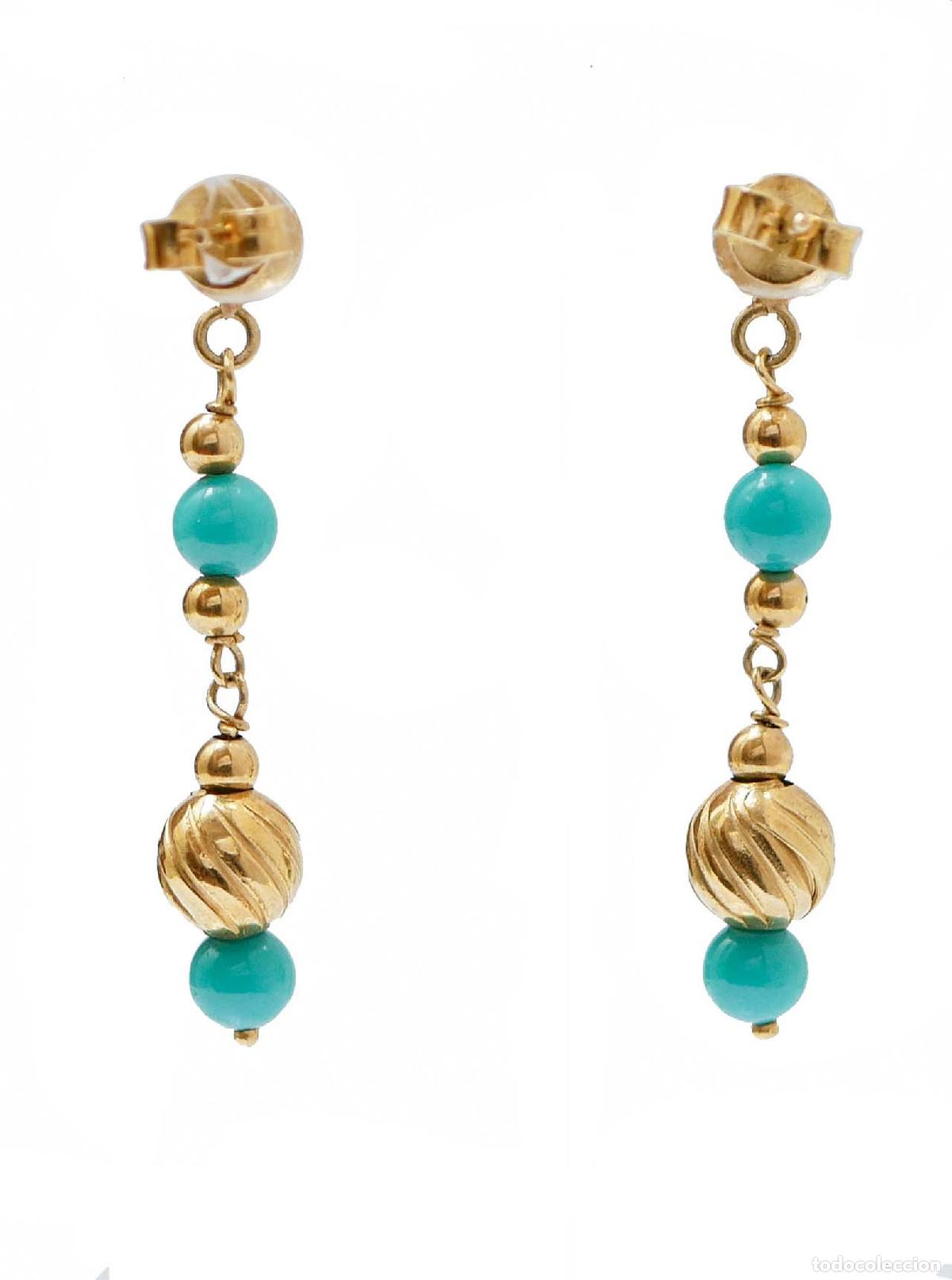 Joyeria: Pendientes de oro amarillo de 18 quilates con piedras - Foto 5