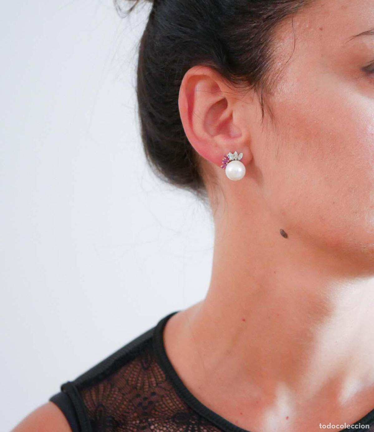 Joyeria: Pendientes de perlas, rub&iacute;es, diamantes y oro rosa - Foto 3