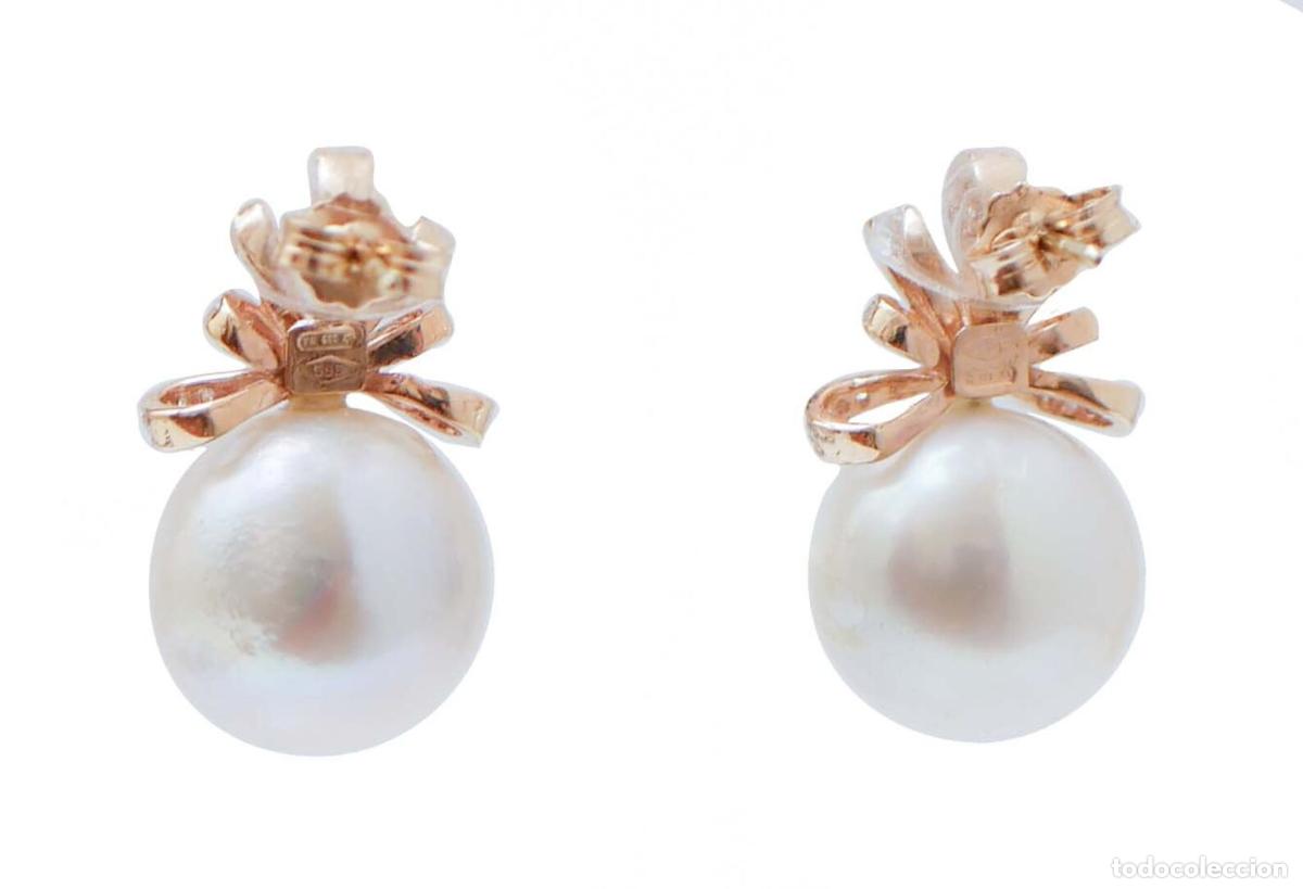 Joyeria: Pendientes de perlas blancas, diamantes y oro rosa - Foto 4