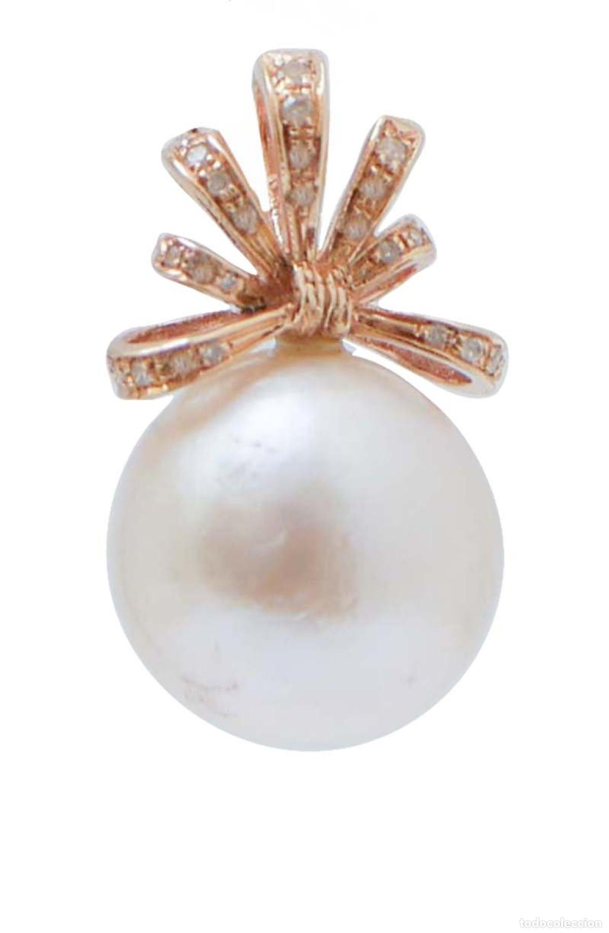 Joyeria: Pendientes de perlas blancas, diamantes y oro rosa - Foto 5