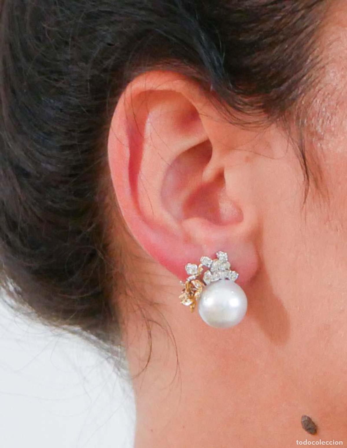 Joyeria: Pendientes de perlas, diamantes, oro blanco y oro rosa - Foto 2