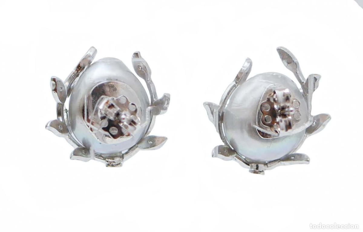 Joyeria: Pendientes de perlas grises, diamantes y platino - Foto 3