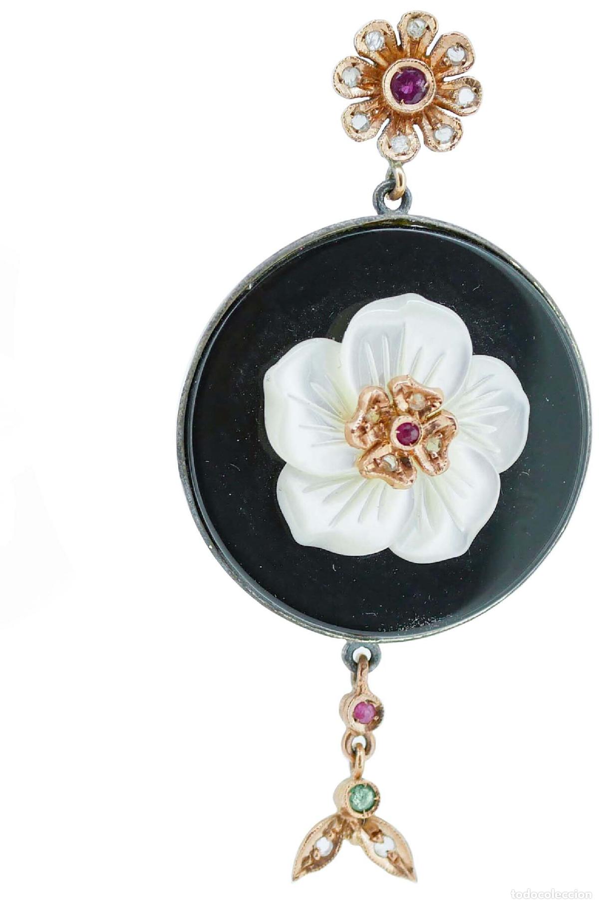Joyeria: Pendientes de aro en oro amarillo de 18 quilates con turquesa - Foto 3
