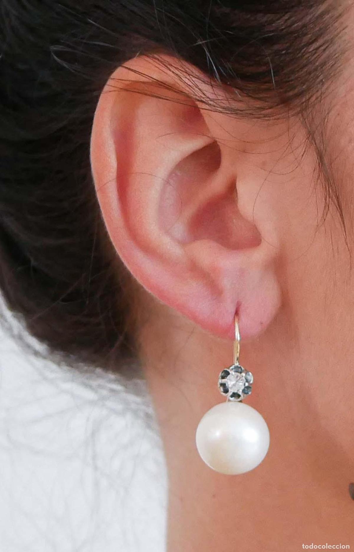 Joyeria: Pendientes de diamantes, perlas, oro rosa y plata - Foto 3