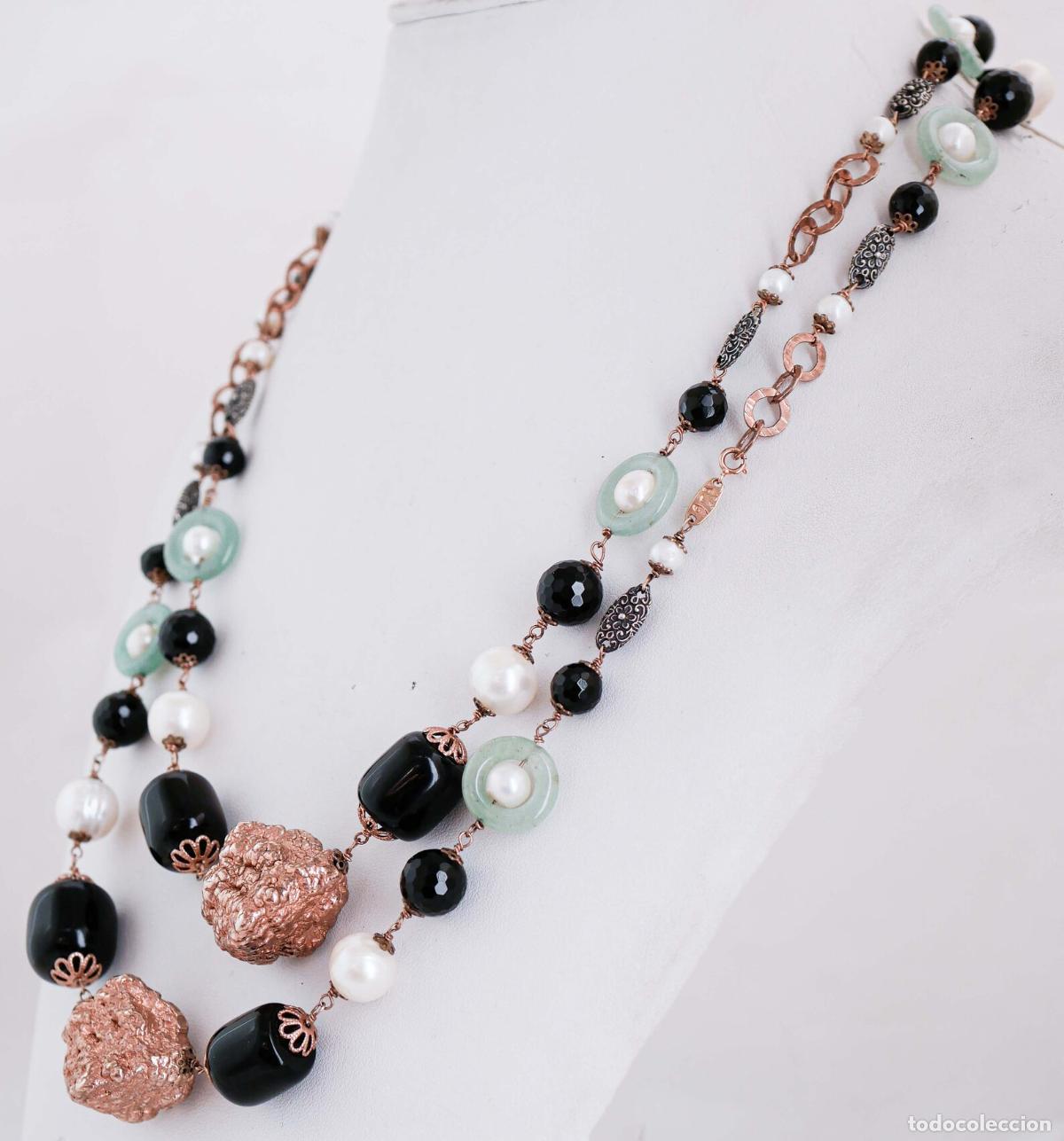 Joyeria: Collar de &oacute;nix, perlas de jade, oro rosa y plata - Foto 4