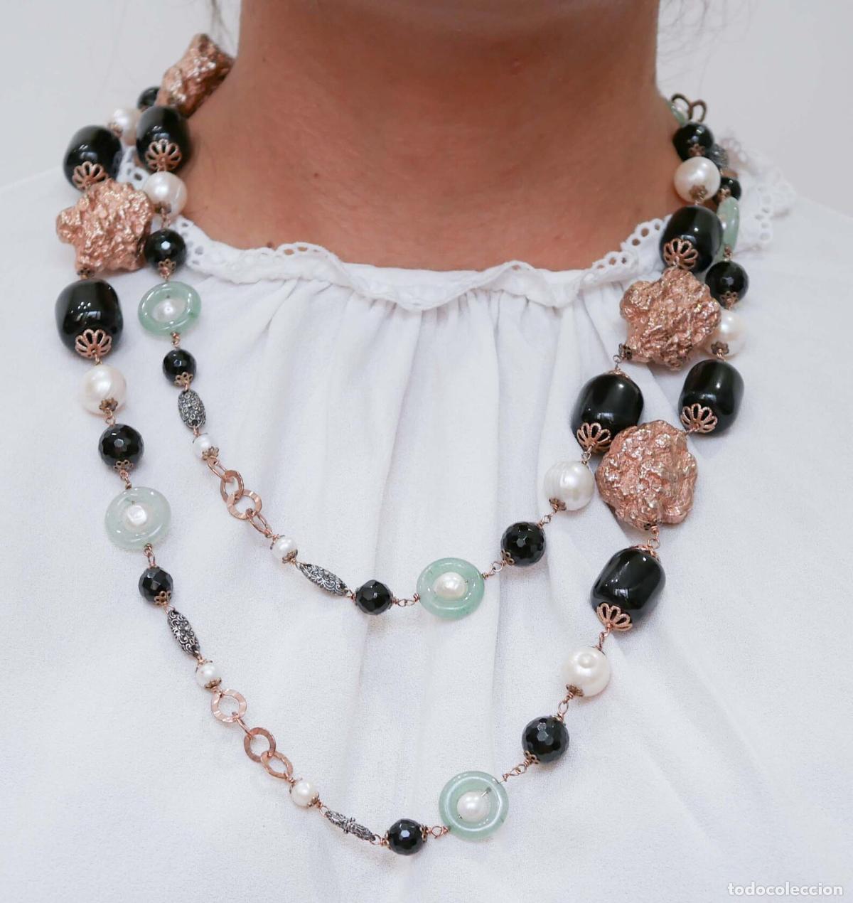 Joyeria: Collar de &oacute;nix, perlas de jade, oro rosa y plata - Foto 6