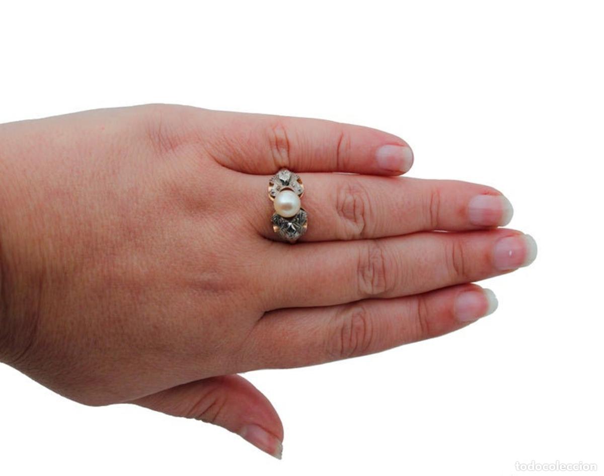 Joyeria: Anillo de perla, oro blanco y rosa - Foto 2