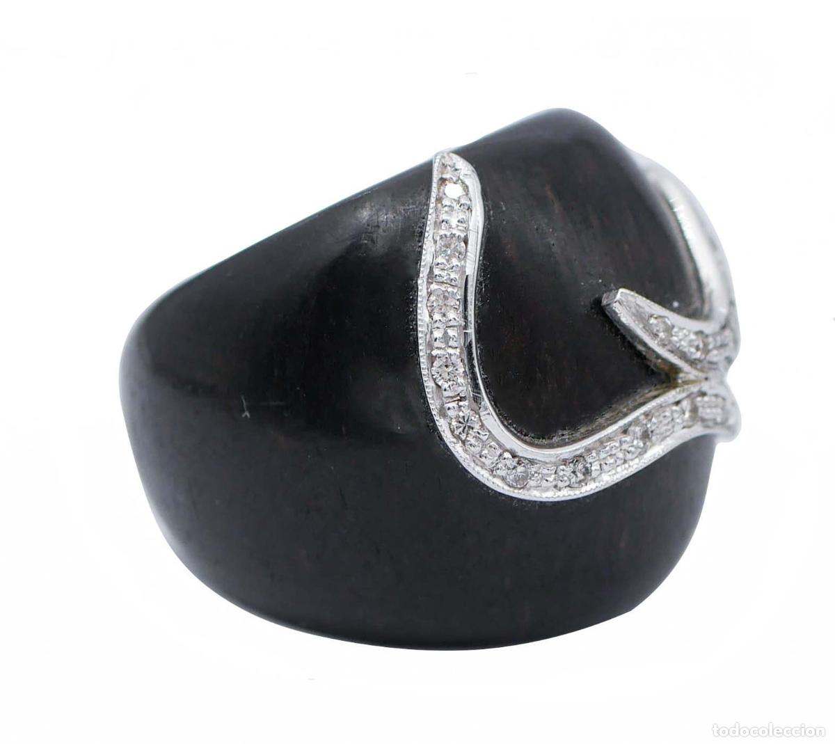 Joyeria: Anillo de oro blanco con &eacute;bano y diamantes - Foto 2