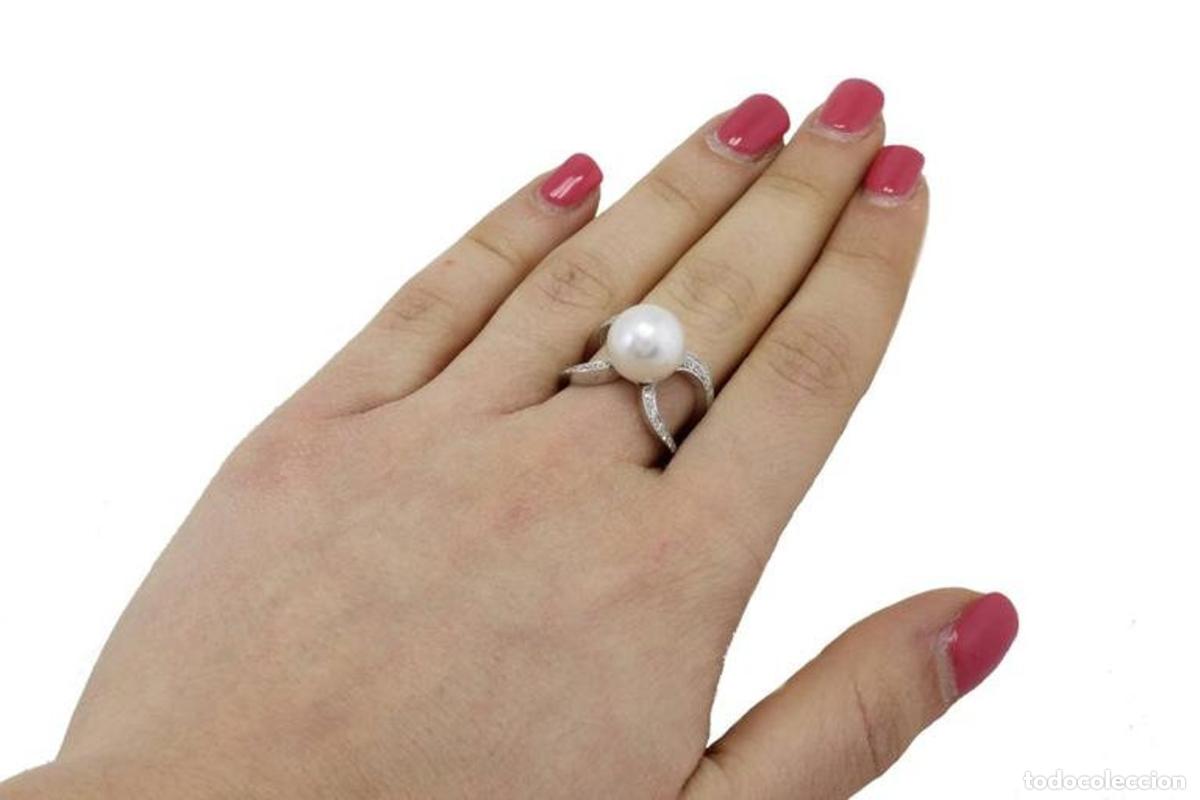 Joyeria: Anillo de diamantes blancos con perlas de Australia del Sur - Foto 2