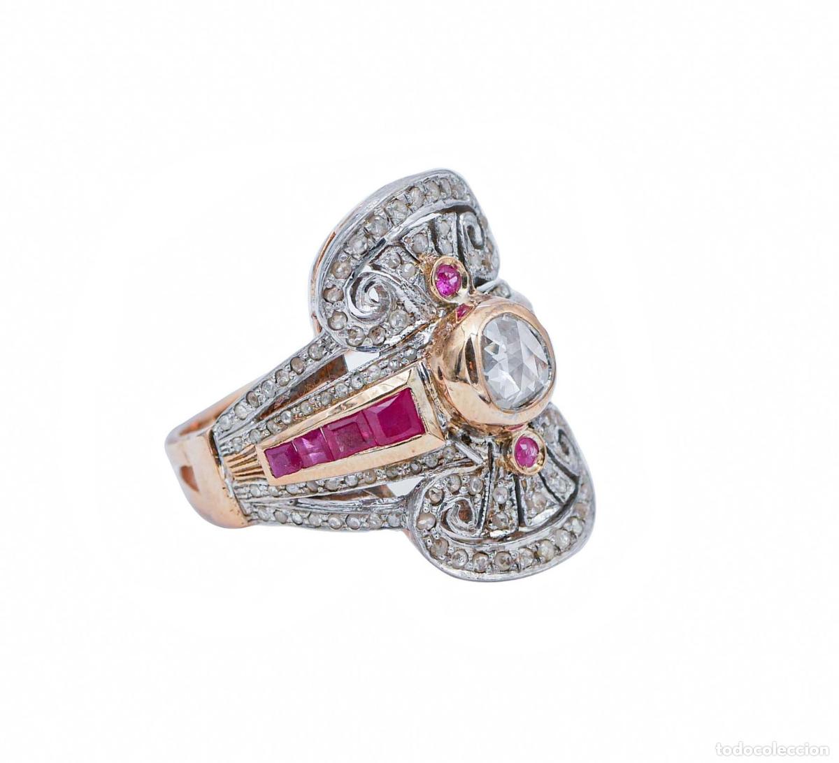 Joyeria: Anillo de rub&iacute;es, diamantes, oro rosa y plata - Foto 2