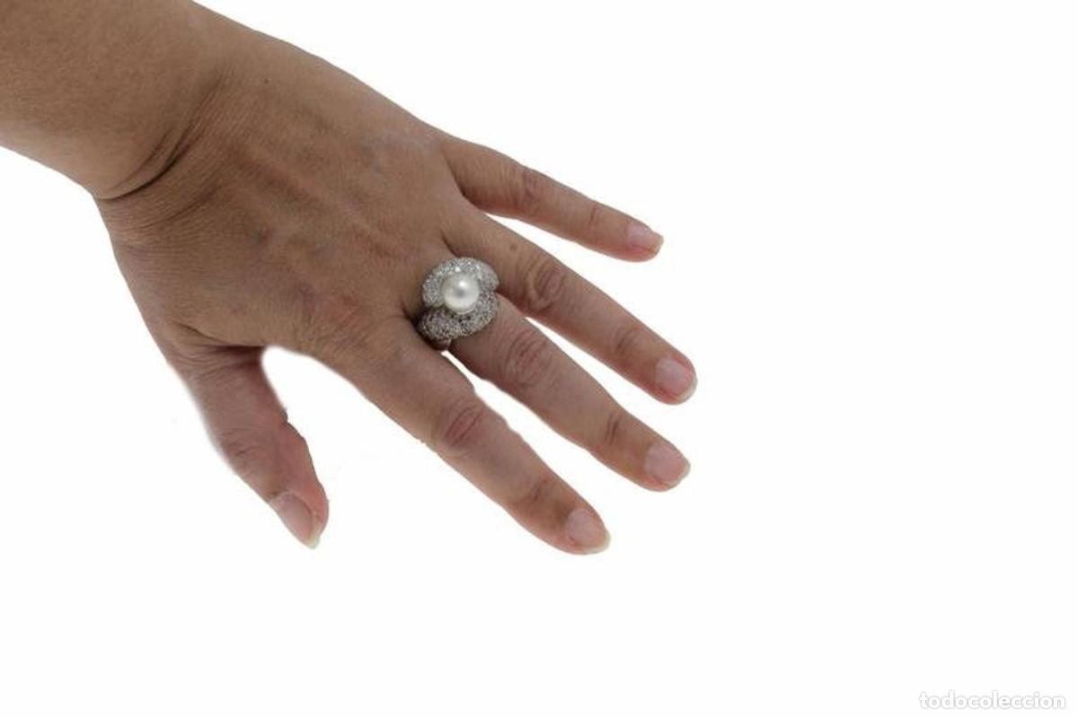 Joyeria: Anillo artesanal con perla de diamante marr&oacute;n y blanco - Foto 3