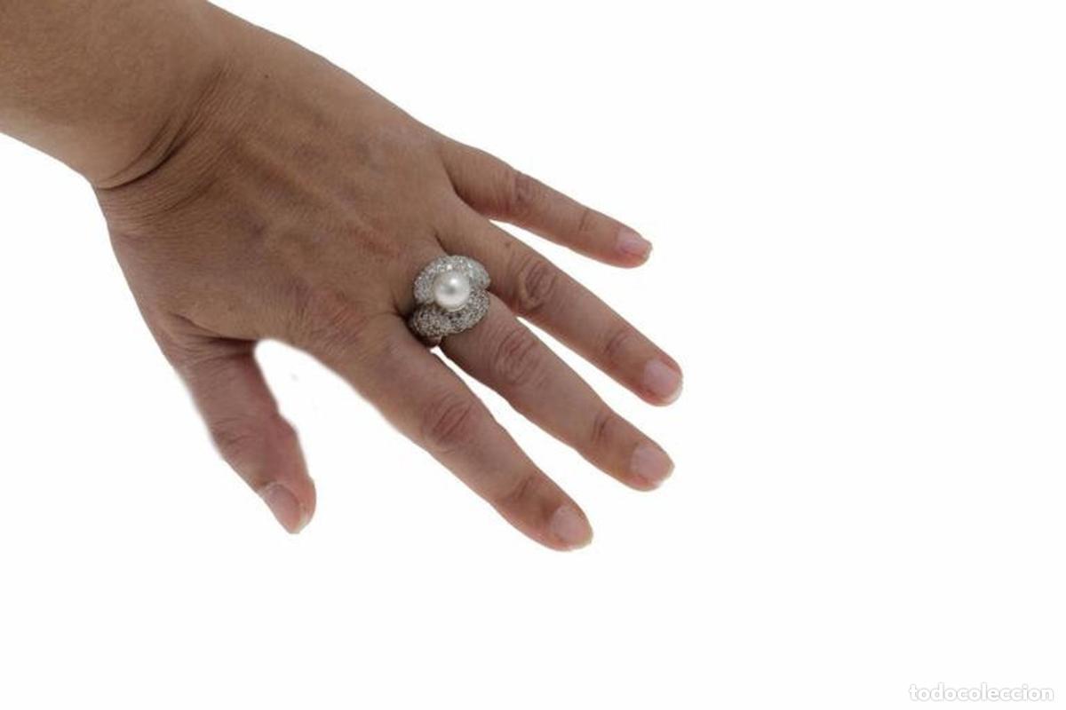 Joyeria: Anillo artesanal con perla de diamante marr&oacute;n y blanco - Foto 4