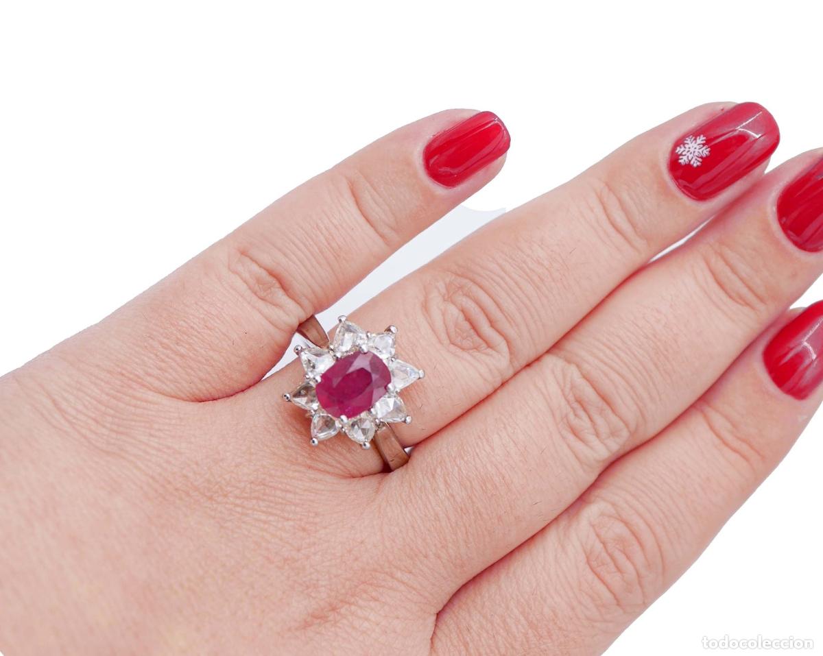 Joyeria: Anillo de rub&iacute;, diamantes y platino - Foto 5