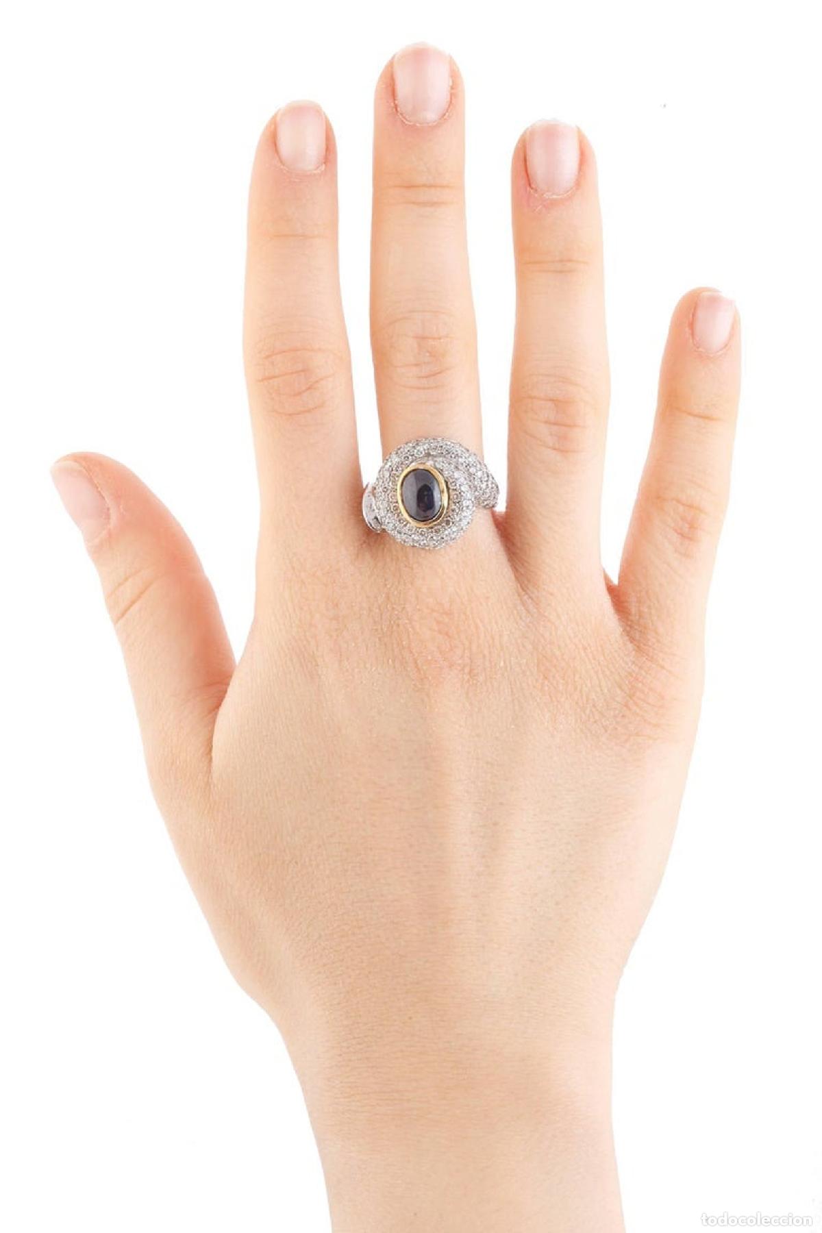 Joyeria: Anillo de oro blanco con diamantes y zafiros - Foto 3