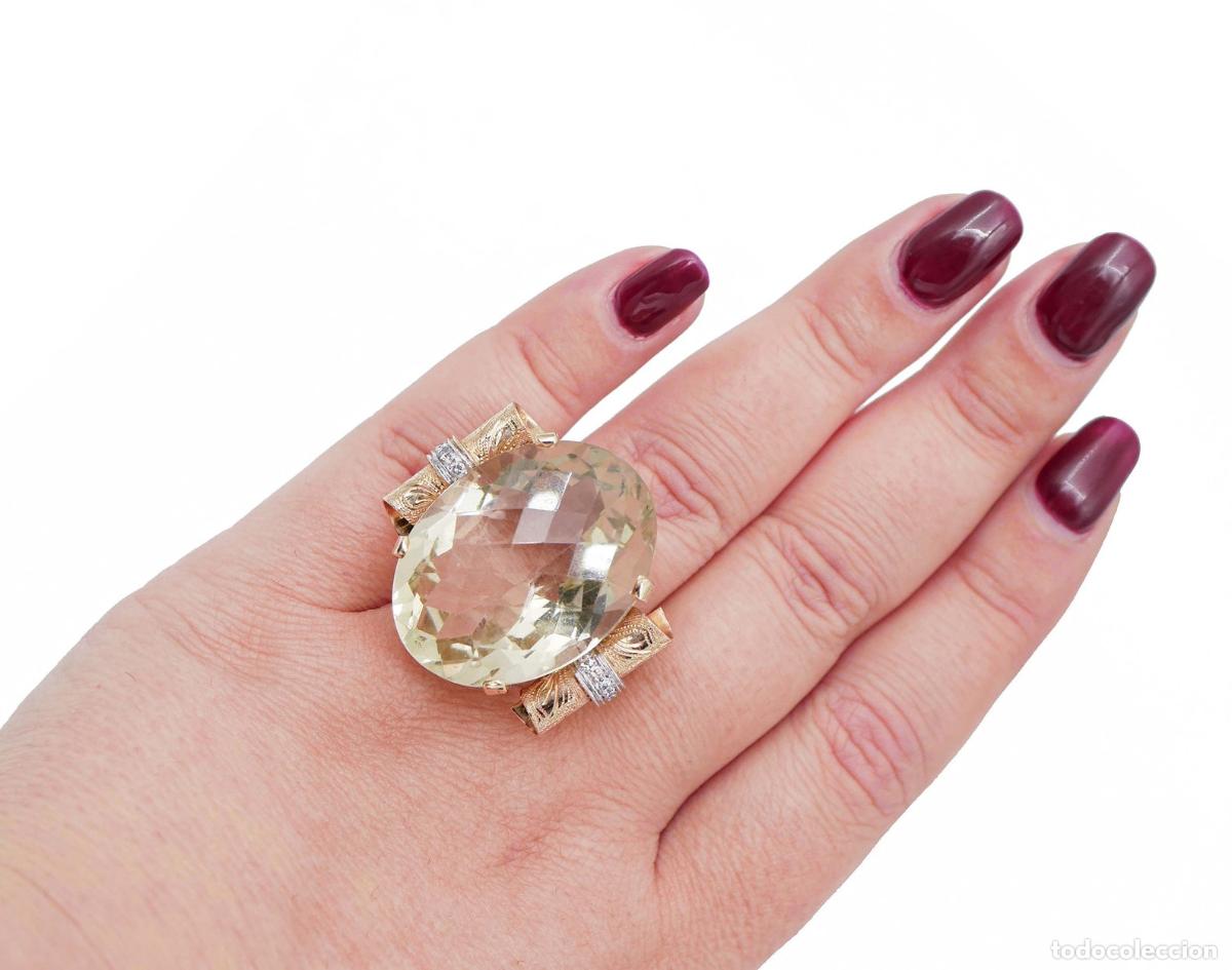 Joyeria: Anillo de topacio, diamantes, oro rosa y blanco - Foto 4