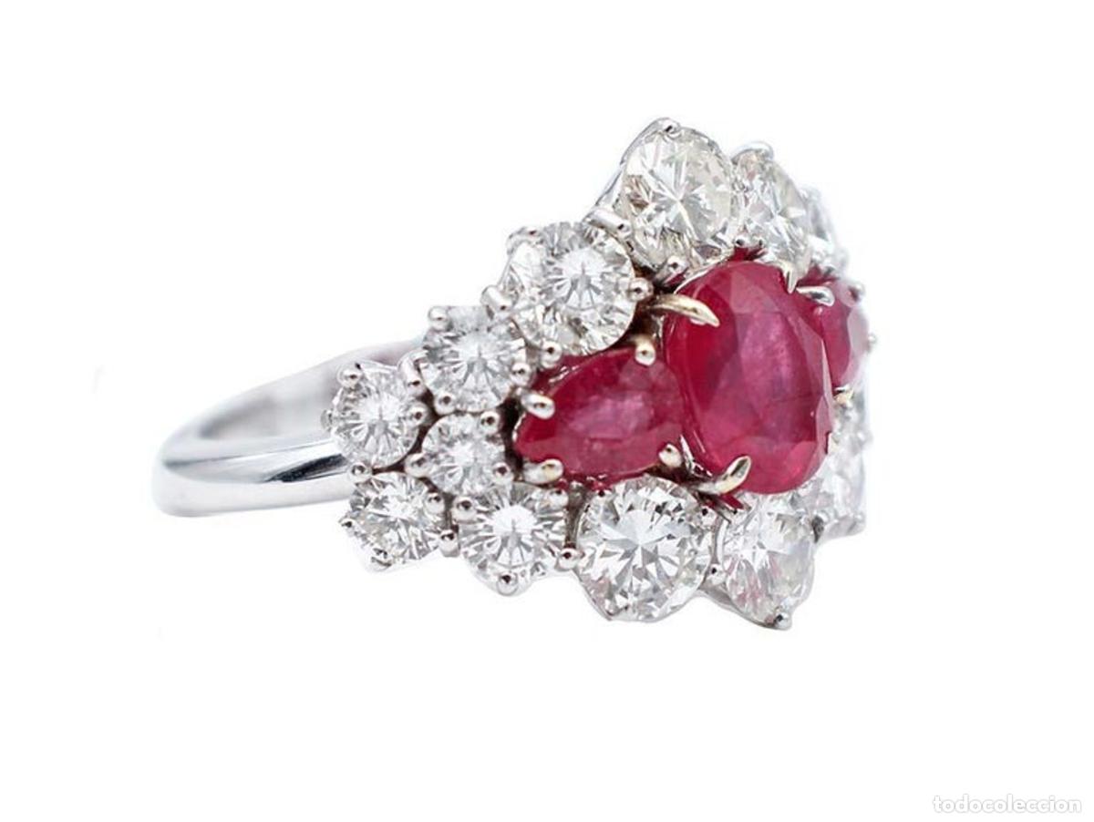 Joyeria: Anillo de oro blanco con rub&iacute;es y diamantes - Foto 2