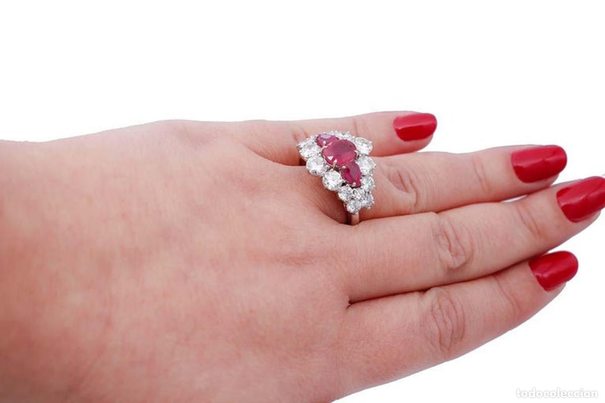 Joyeria: Anillo de oro blanco con rub&iacute;es y diamantes - Foto 3