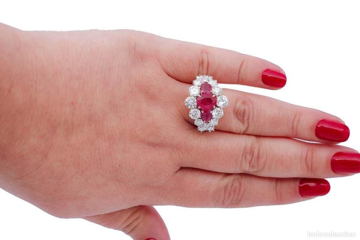 Joyeria: Anillo de oro blanco con rub&iacute;es y diamantes - Foto 4