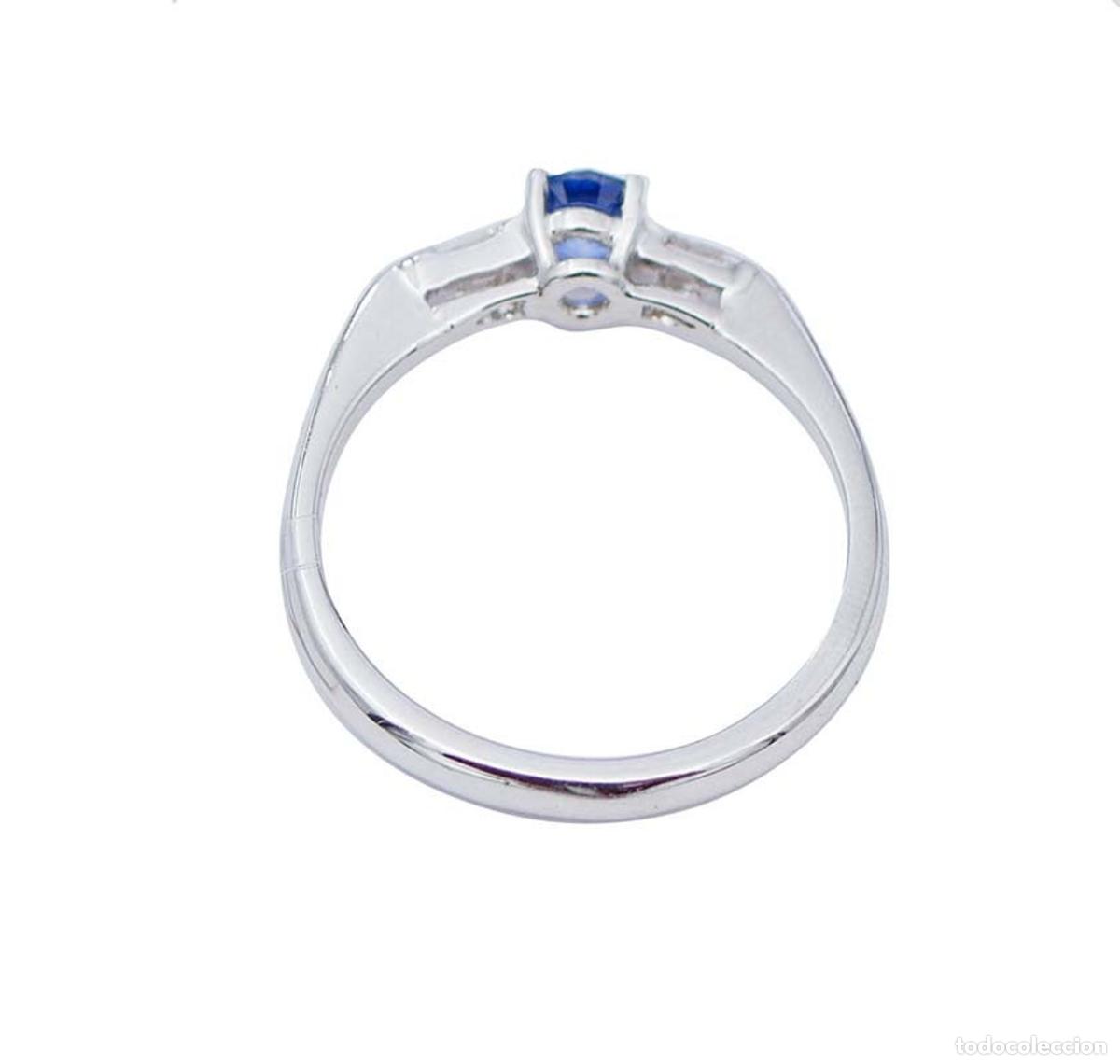 Joyeria: Anillo de oro blanco con zafiro y diamantes - Foto 3