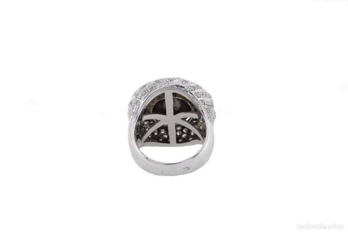Joyeria: Anillo de oro con diamantes en racimo de pera de los Mares del Sur - Foto 2