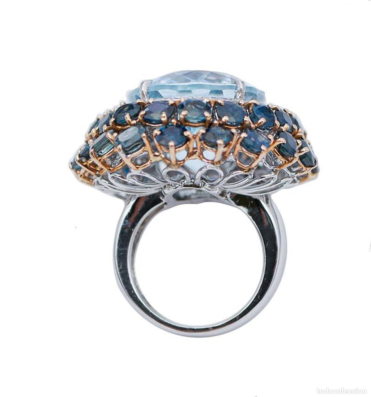 Joyeria: Anillo de oro con topacio azul y zafiro - Foto 3