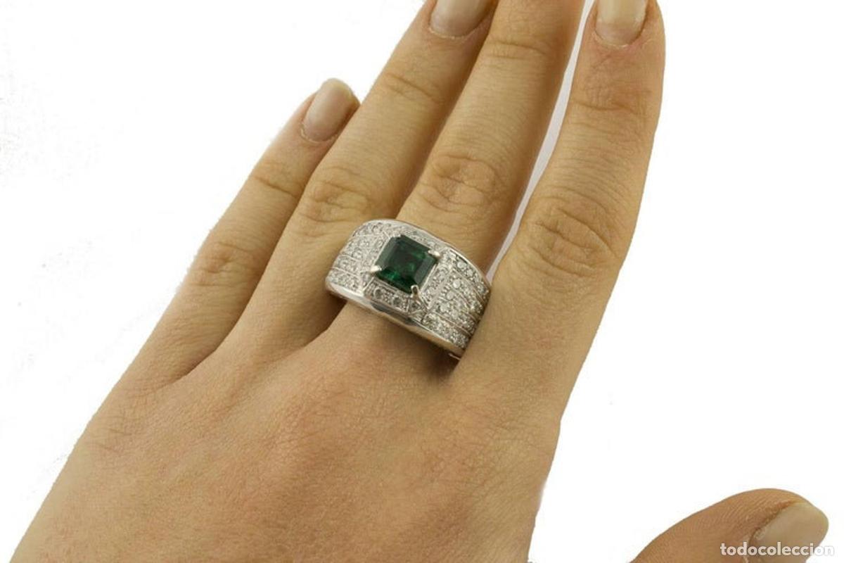 Joyeria: Anillo de oro blanco con diamantes y esmeralda - Foto 5