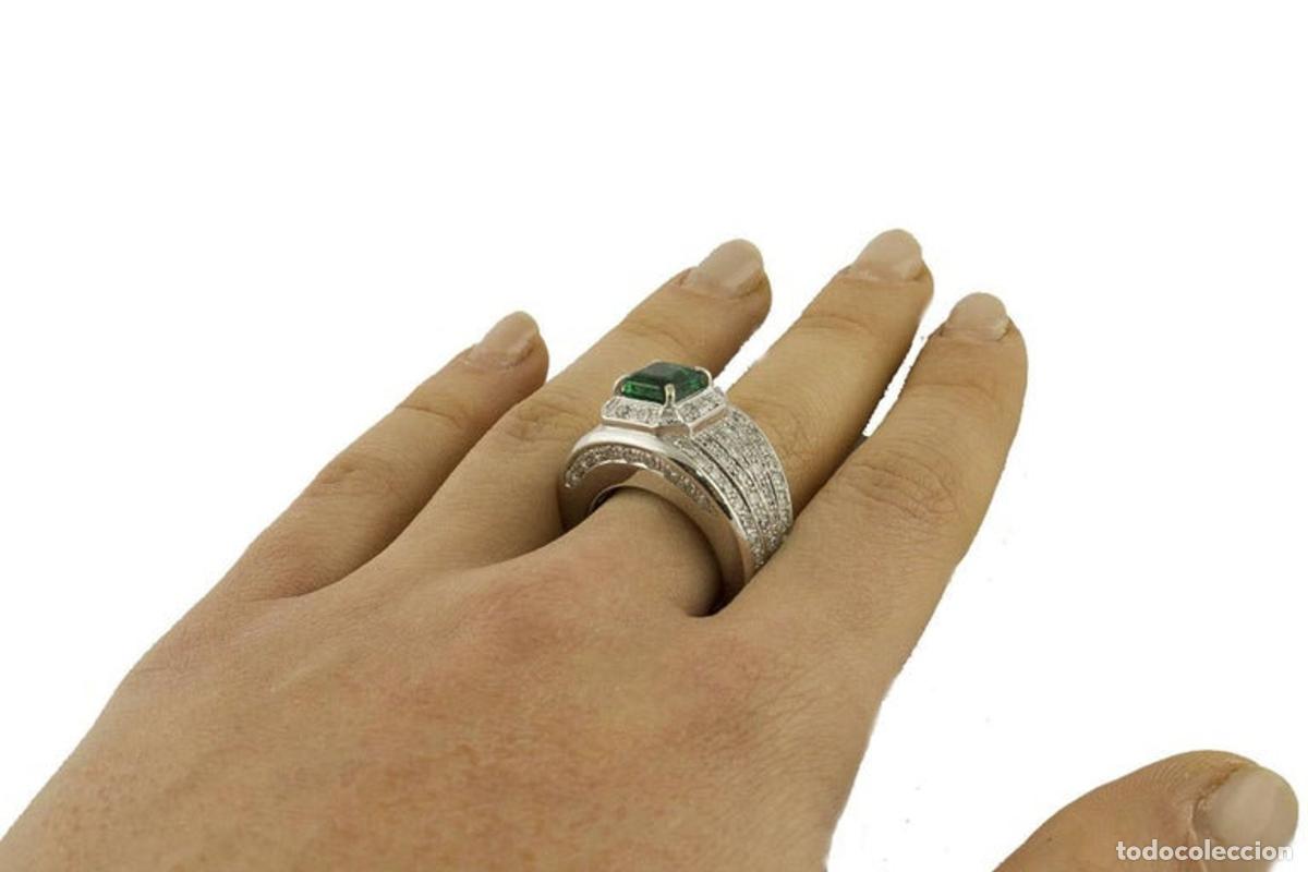 Joyeria: Anillo de oro blanco con diamantes y esmeralda - Foto 7