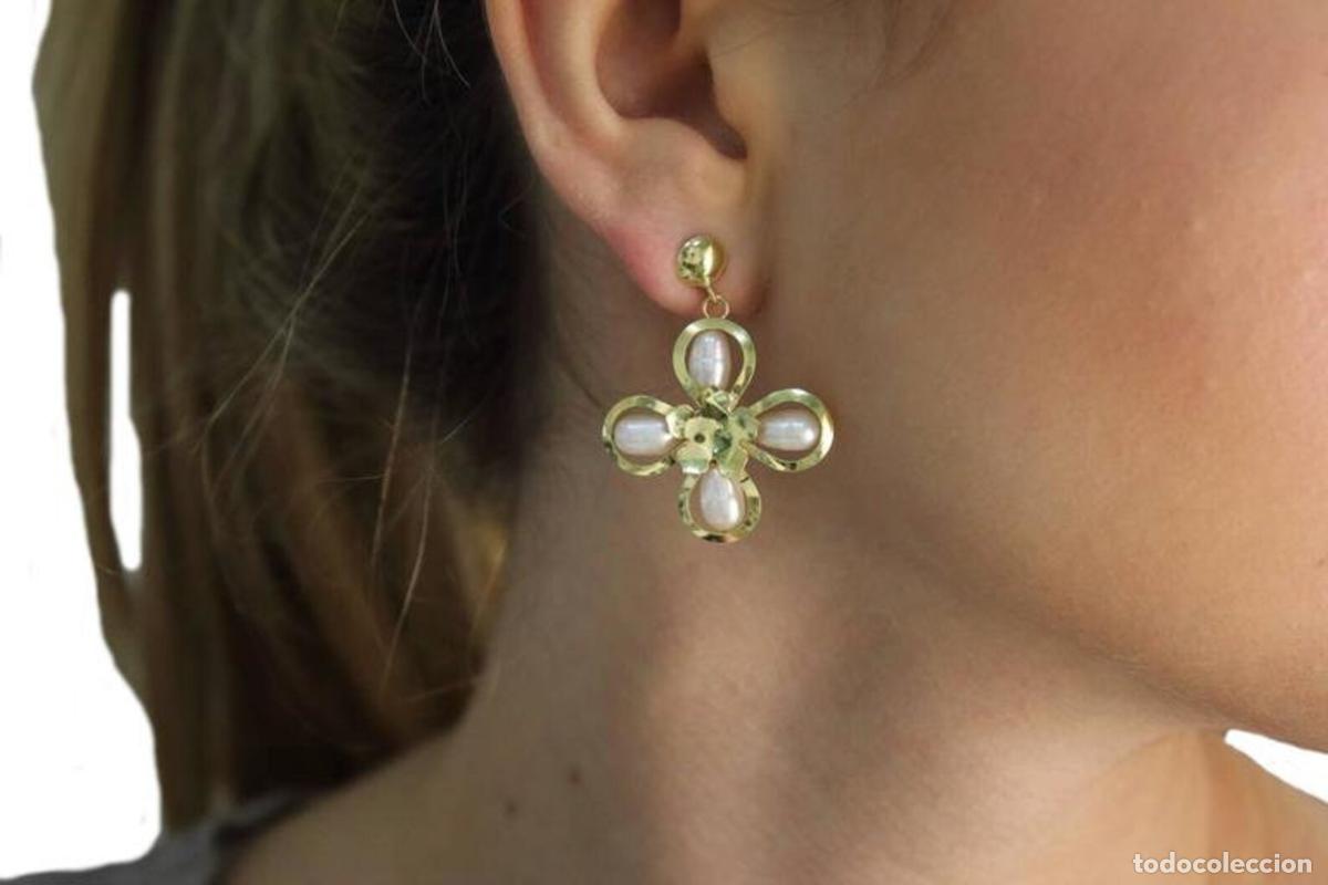 Joyeria: Pendientes Pearl con flores de oro amarillo - Foto 4