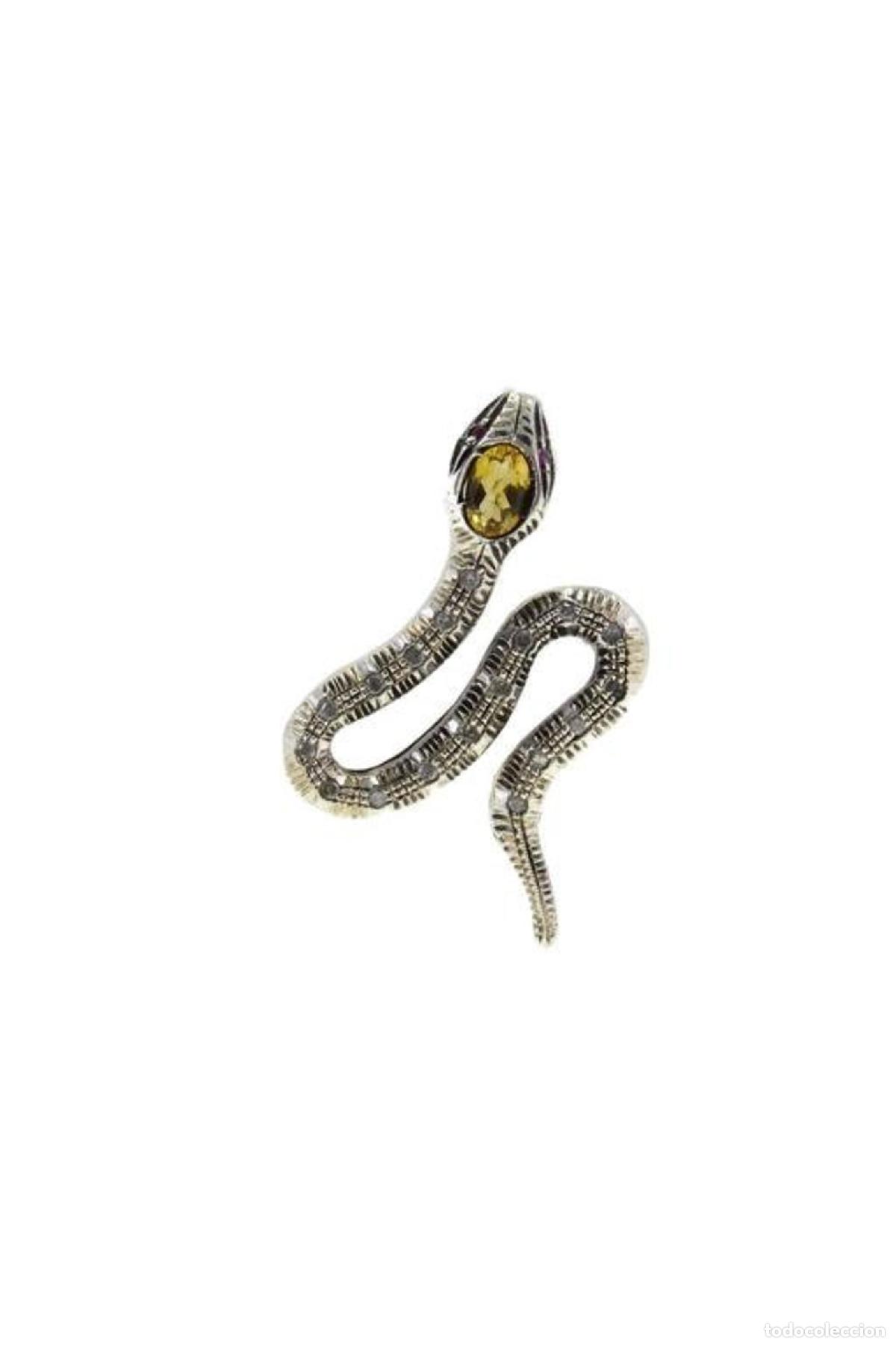 Joyeria: Pendientes de serpiente con topacio y diamantes en oro amarillo y plata - Foto 3