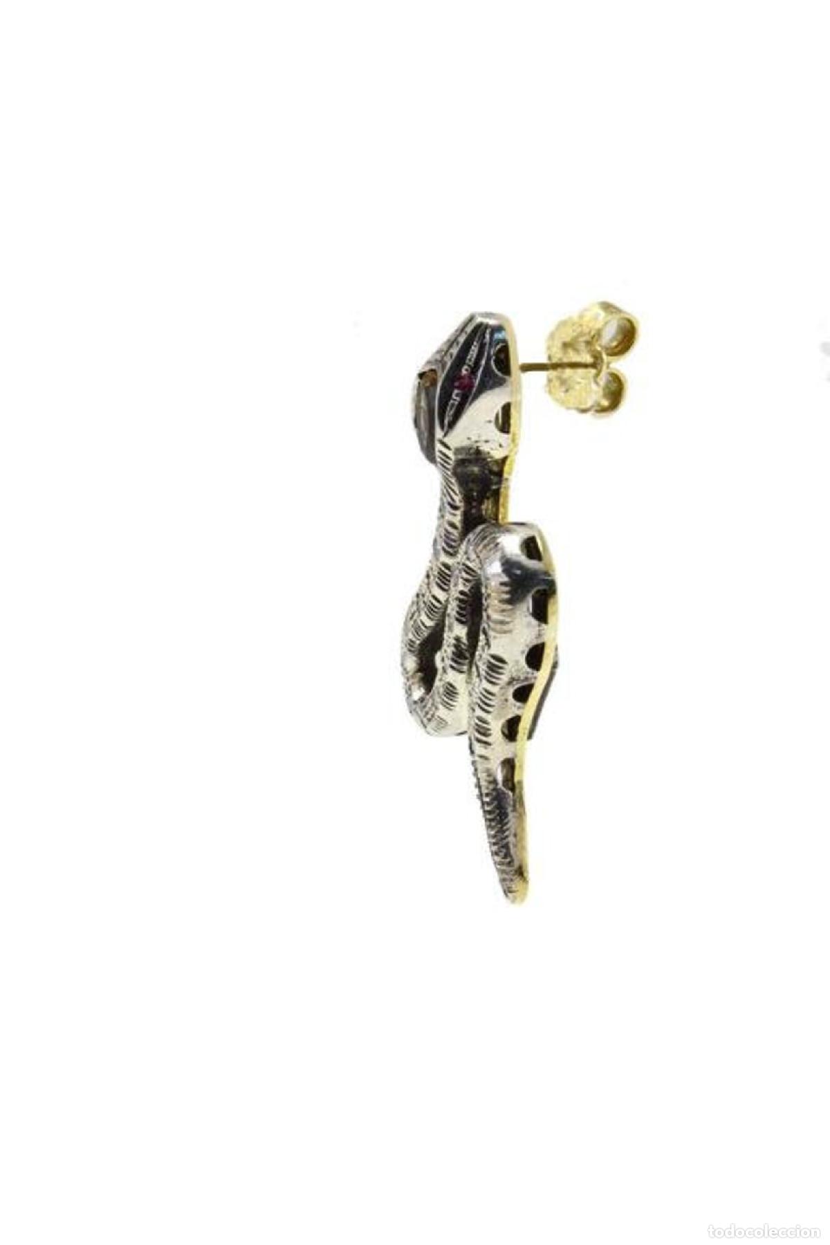 Joyeria: Pendientes de serpiente con topacio y diamantes en oro amarillo y plata - Foto 4