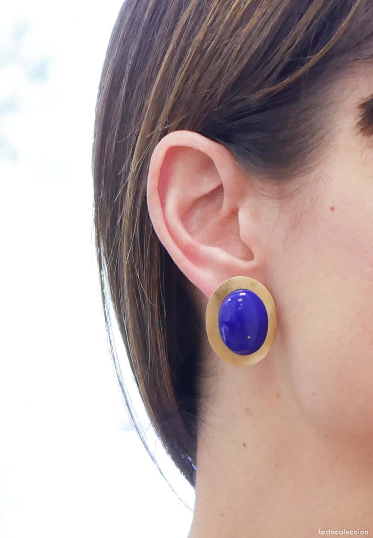 Joyeria: Pendientes grandes de lapisl&aacute;zuli y oro amarillo - Foto 4