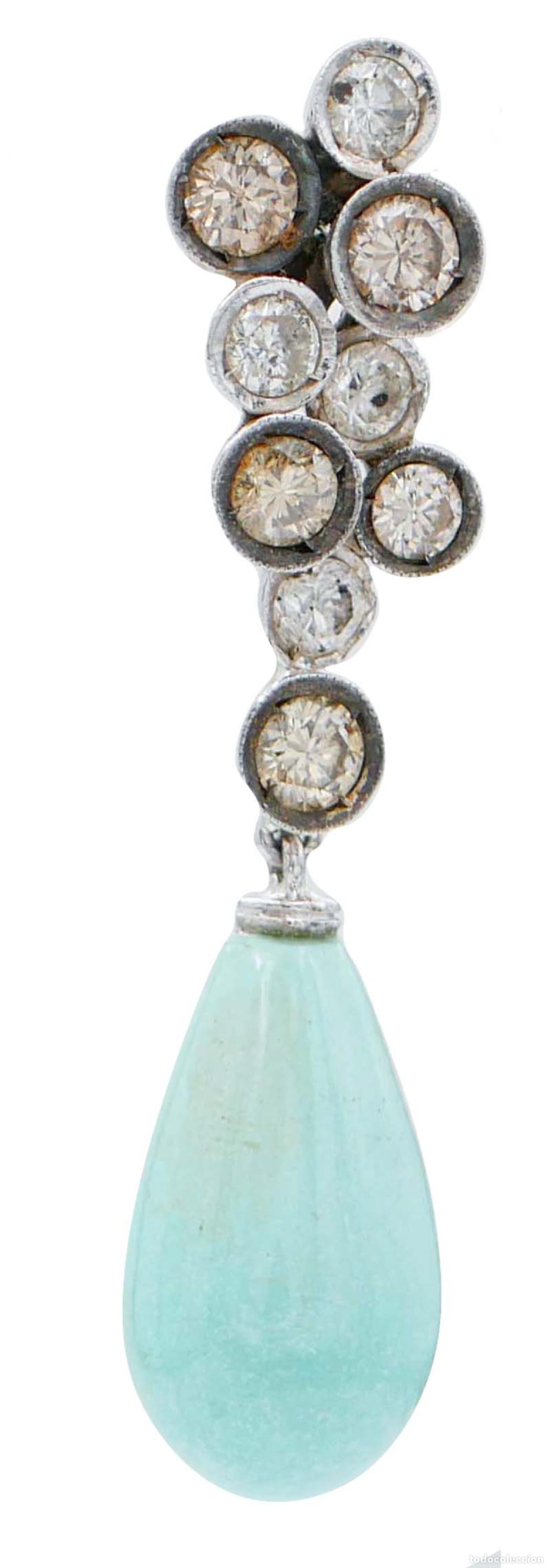 Joyeria: Pendientes de turquesa, diamantes y oro blanco - Foto 2