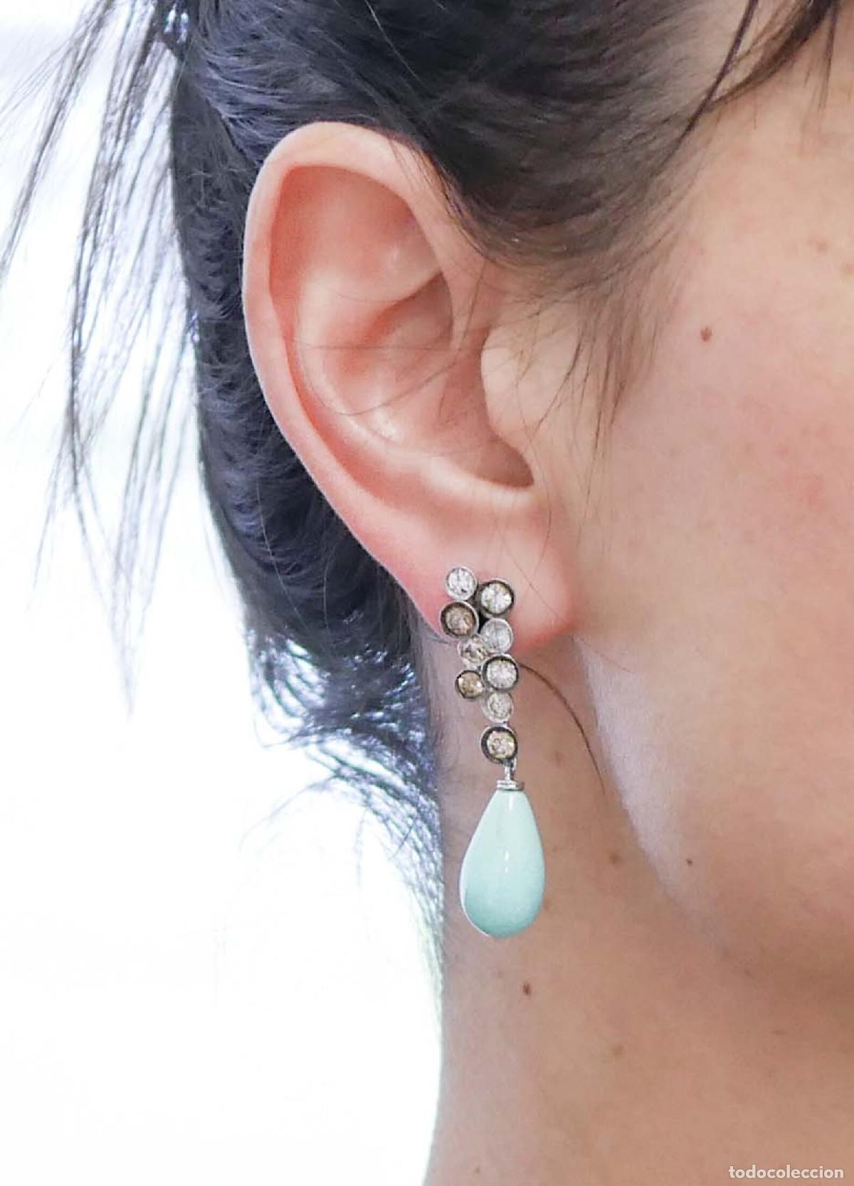 Joyeria: Pendientes de turquesa, diamantes y oro blanco - Foto 5