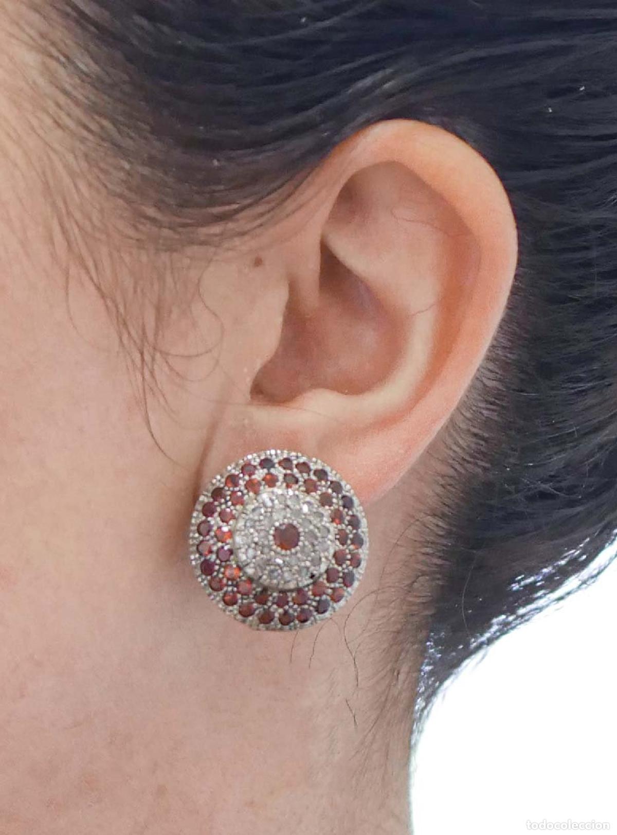 Joyeria: Pendientes de granates, diamantes, oro rosa y plata - Foto 5
