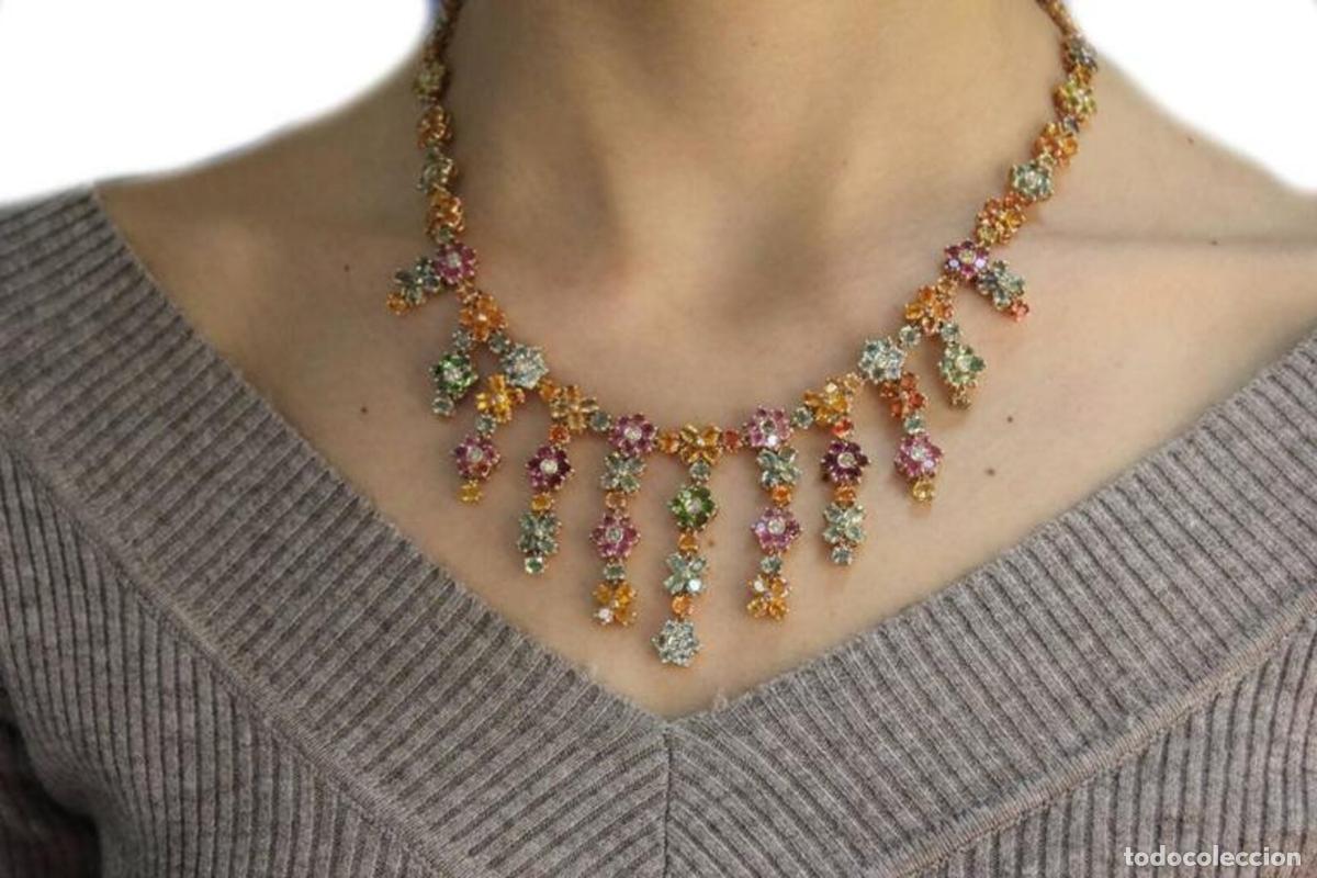 Joyeria: Collar de oro con diamantes y zafiros - Foto 5