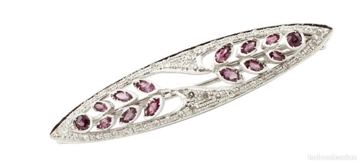 Joyeria: Broche de oro blanco con rub&iacute; y diamante - Foto 4
