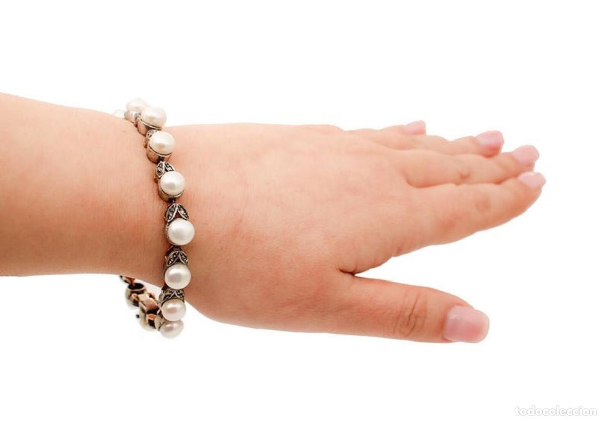 Joyeria: Pulsera de diamantes, perlas, oro rosa y plata - Foto 3