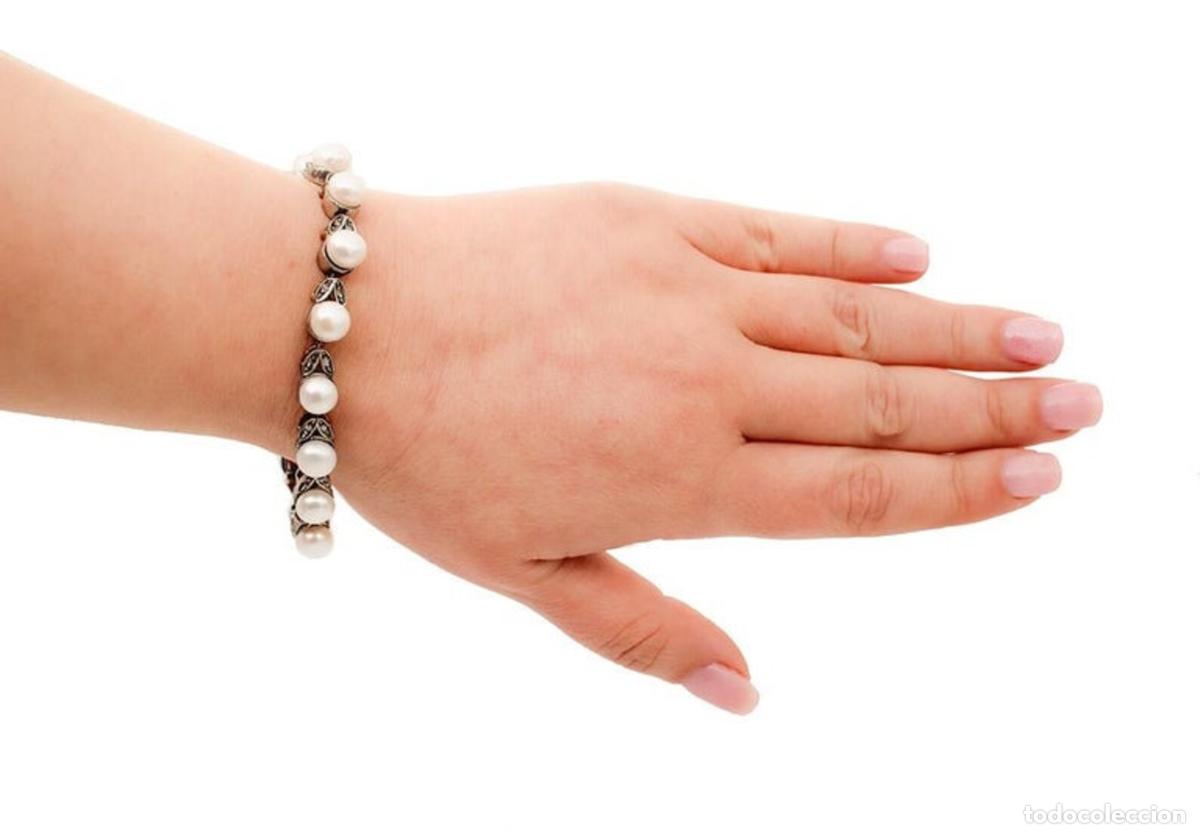 Joyeria: Pulsera de diamantes, perlas, oro rosa y plata - Foto 4