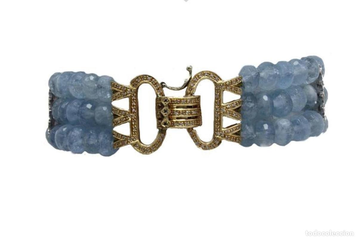 Joyeria: Pulsera de oro con diamantes y aguamarina - Foto 3