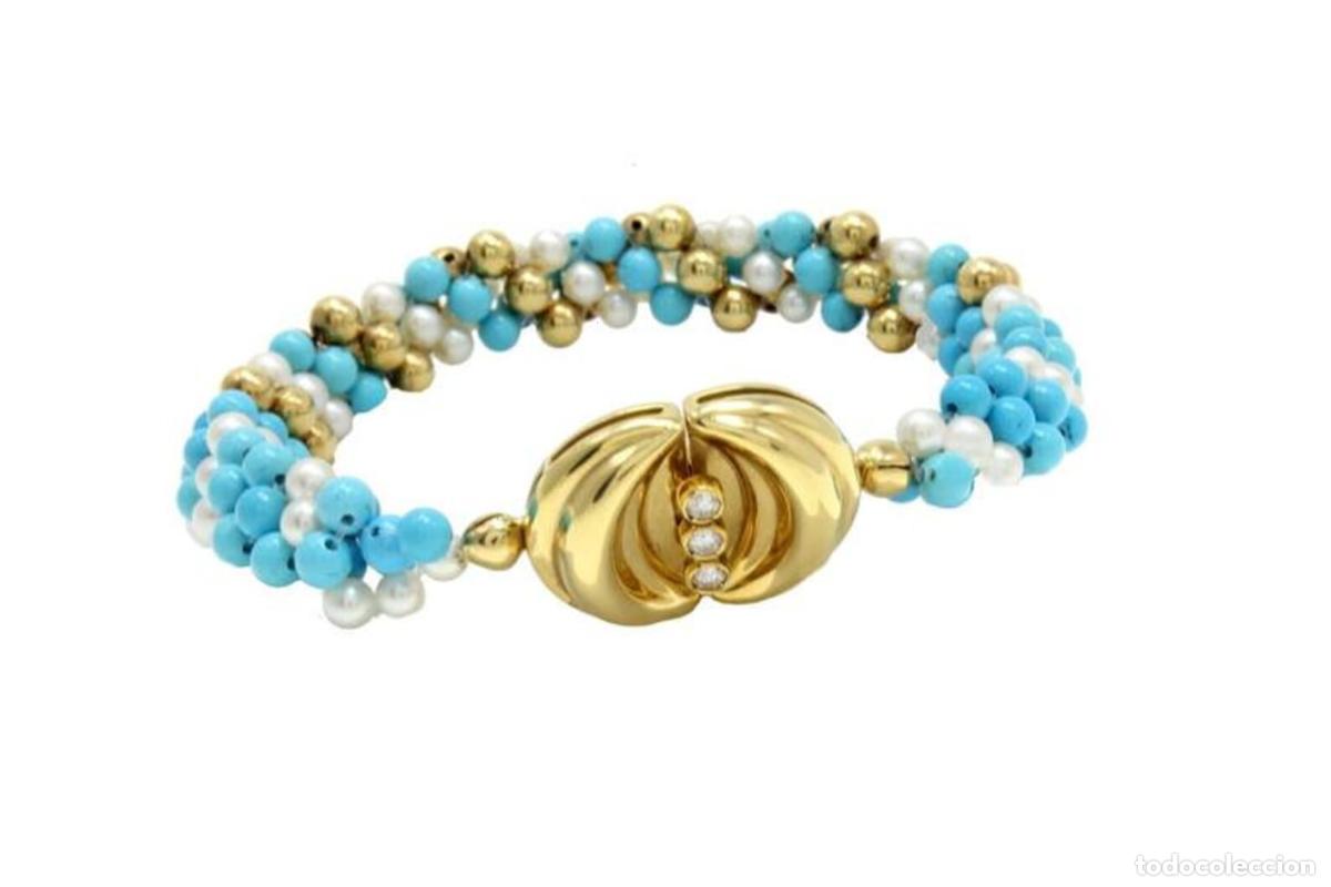 Joyeria: Pulsera de oro de 18 kt con perla turquesa - Foto 3