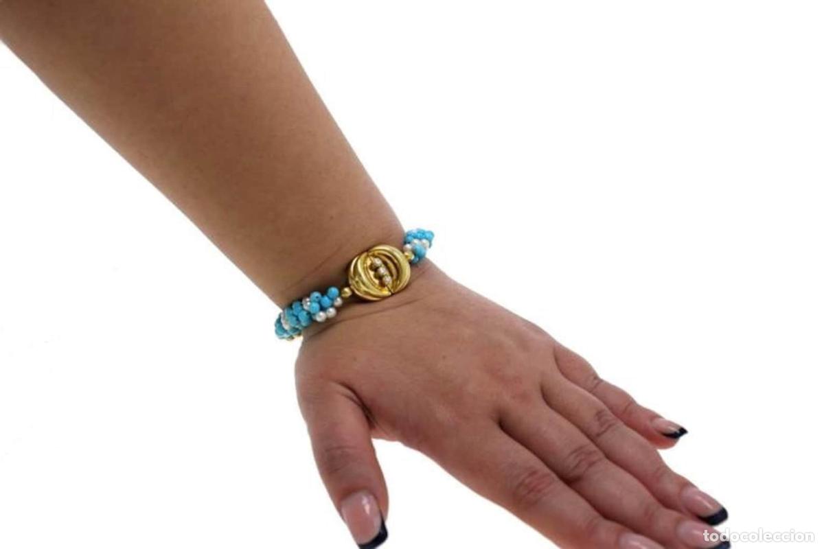 Joyeria: Pulsera de oro de 18 kt con perla turquesa - Foto 4