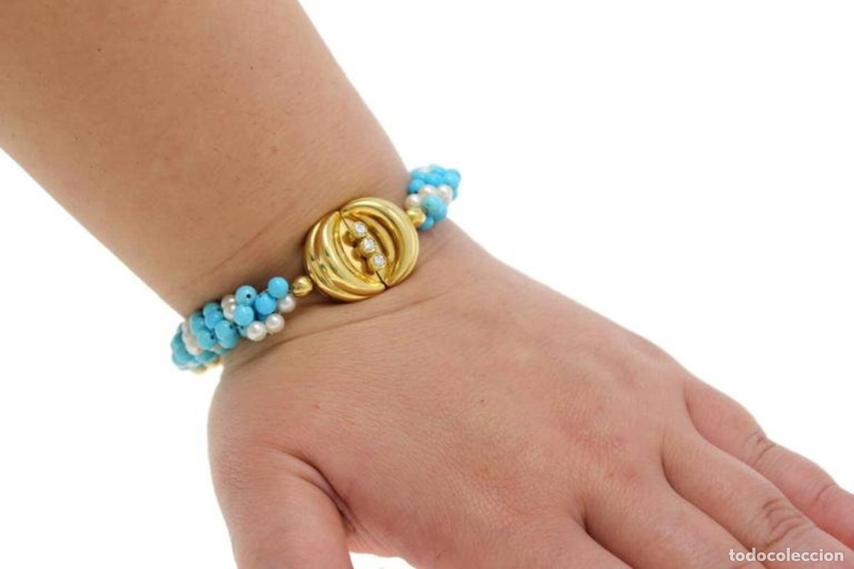 Joyeria: Pulsera de oro de 18 kt con perla turquesa - Foto 5