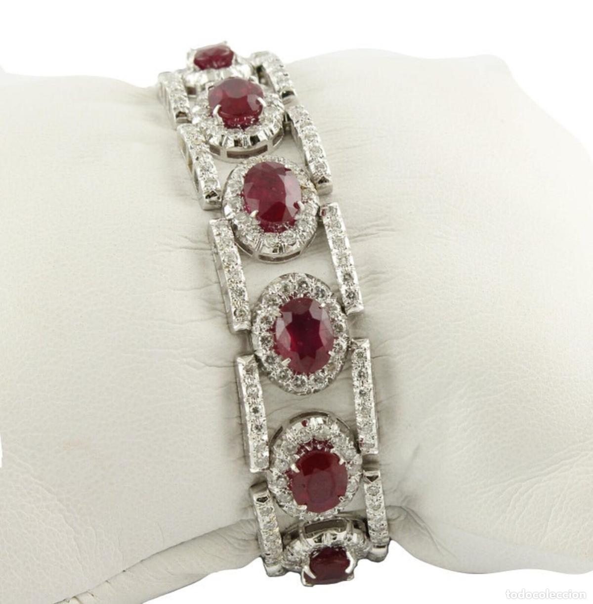 Joyeria: Pulsera de eslabones de oro blanco con diamantes y rub&iacute;es - Foto 3